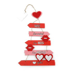 Valentine's day wooden front door hanging decor