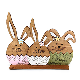 Spring chubby bunny friends wooden table decor