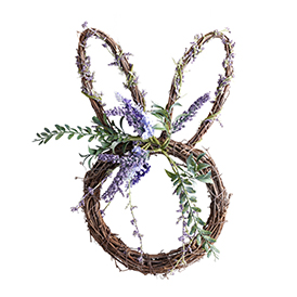 Twig bunny wreath with artifical lavender