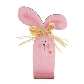 Easter chubby pink bunny wooden table decor