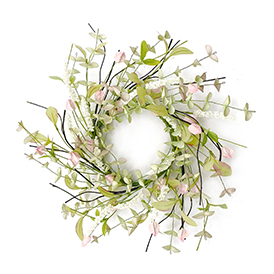 Candle ring wreath with artifical flowers