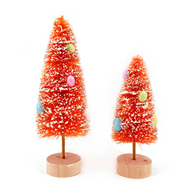 Spring red tree and colorful eggs table decor