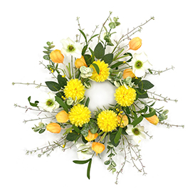Candle holder wreath with artifical blossom