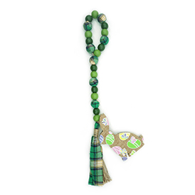 Green bunny wooden bead with tassel hanger decor