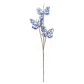 Butterfly spray in fabric of blue and white porcelain pattern