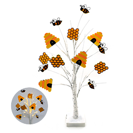 Bee and honeycomb arrangement LED tree light