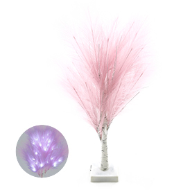 Pink pampas tree light arrangement