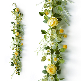 Yellow floral artificial flowers garland