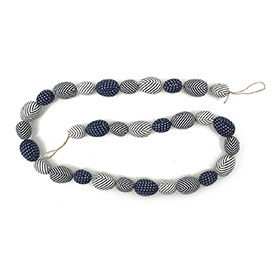 Easter navy and striped eggs garland
