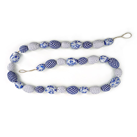Easter blue and white porcelain fabric covered eggs garland