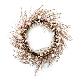Spring winter jasmine and rose wreath