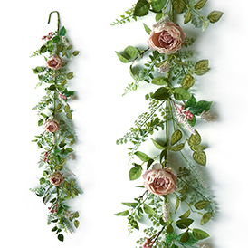 Spring floral pink rose garland