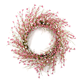 Spring winter jasmine wreath pink