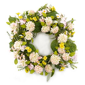 Spring pom pom flower wreath