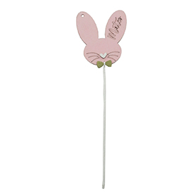 Pink wooden bunny pick