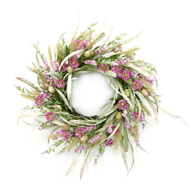 Spring poppy and flower twig wreath
