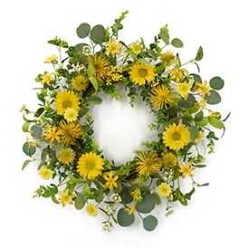 Spring eucalyptus leaf and magritte wreath