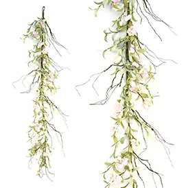 Spring pink floral garland