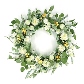 Spring pom pom and berry wreath