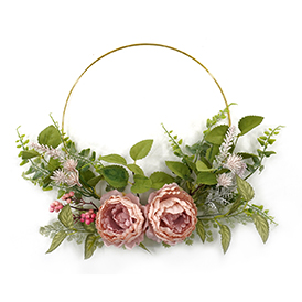 Spring peony and lvs wreath