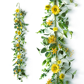 Spring sunflowers floral garland