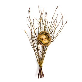 Faux twisty with nest and eggs bush