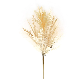 Light coffee pampas decorated with artificial leaves