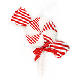 Red and white striped candy lollipop decoration
