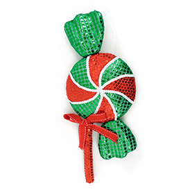 Red and green candy lollipop decoration