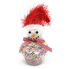 Santa hat snowman cupcake decoration