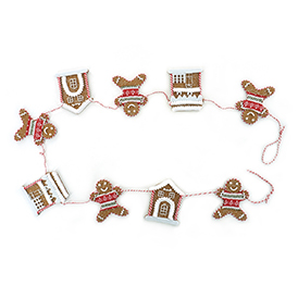 Gingerbread man and house garland decor