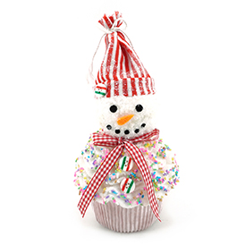 Red and white striped hat snowman cupcakes