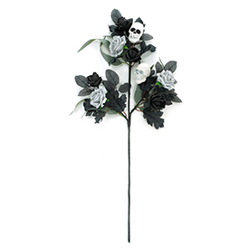White skull and gray rose spray