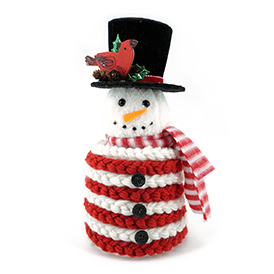 Red and white striped wool snowman decoration