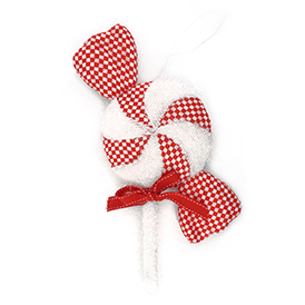 Red and white checkered candy lollipop decoration