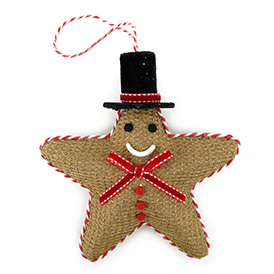Dark brown linen star pendant