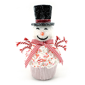 Snowman wool cord cupcake decoration