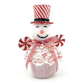 Snowman lollipop cupcake decoration