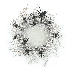 White bead baby black spider wreath