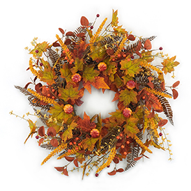 1Maple leaf pumpkin fern wreath