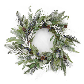 Pinecone blue beads wreath