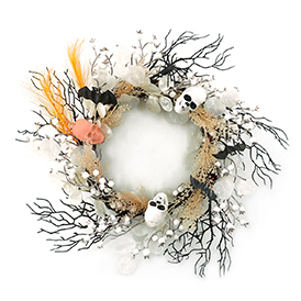 White bean dead branch skull wreath