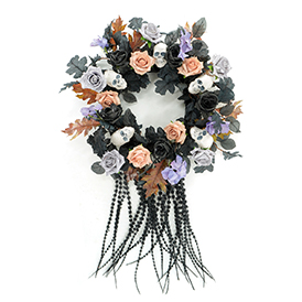 Colorful rose skull wreath
