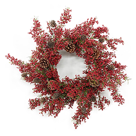 Pinecone red berry christmas wreath